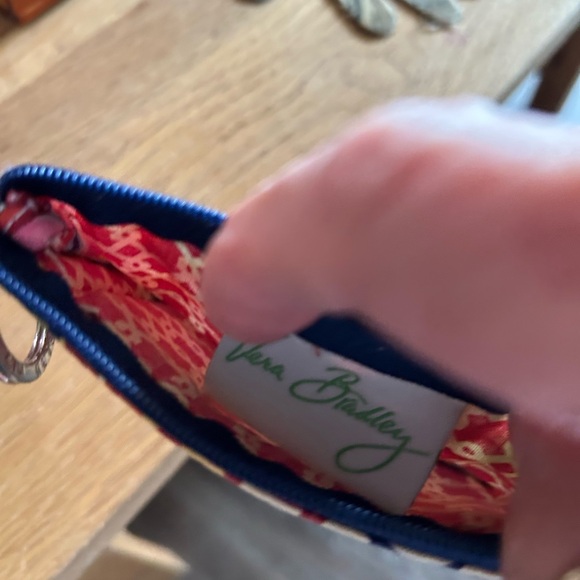 Vera Bradley Red and Blue ID Holder with Keyring - Picture 3 of 5